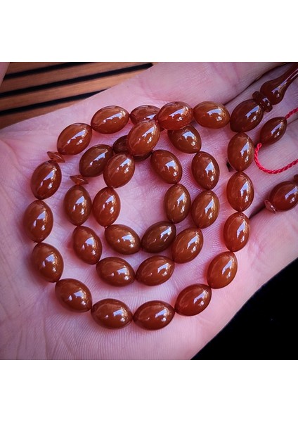 8X12 mm Kahverengi Fatih Erbabacan Usta Işçilikli Zar Kehribar Tesbih modelleri