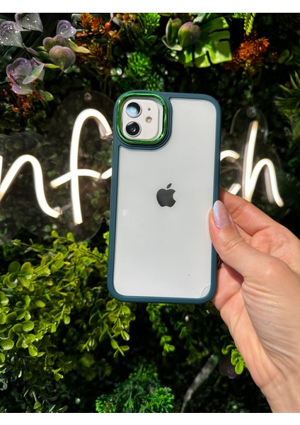 Apple iPhone 11 Uyumlu Kılıf Şeffaf Koruyucu Kenarlı Renkli Kılıf