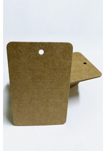 100 Adet 5,2 x 8,4 cm Baskısız Kart Kartvizit Not Kartı Hediye Notu Oval Köşeli Delikli