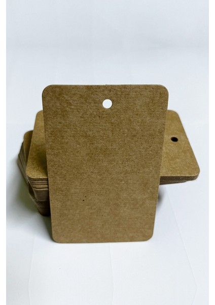100 Adet 5,2 x 8,4 cm Baskısız Kart Kartvizit Not Kartı Hediye Notu Oval Köşeli Delikli