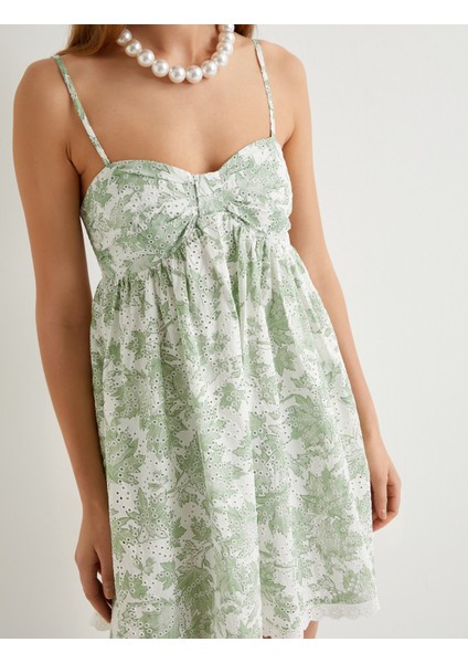 Mini Fisto Elbise Çiçekli Ince Askılı Pamuklu indirimleri