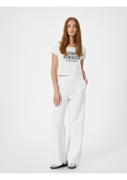 Yuvarlak Yaka Baskılı Tişört Kısa Kollu Pamuklu