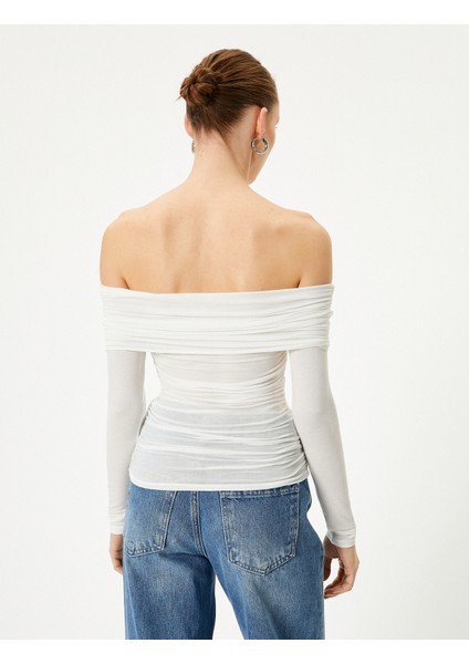 Madonna Yaka Bluz Drapeli Uzun Kollu fırsatları