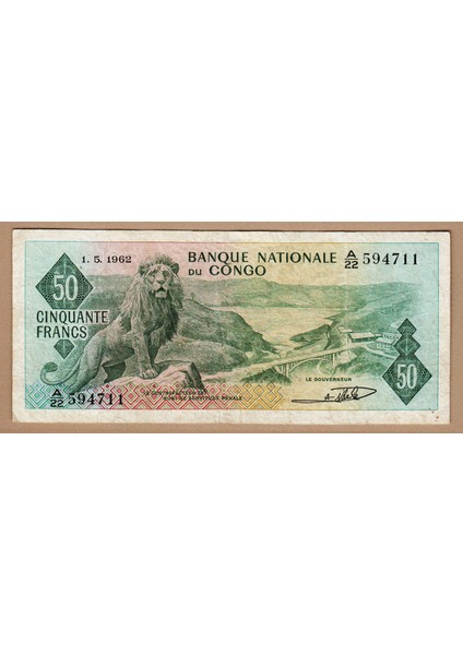 Congo Dem, Rep. 50 Francs 1962 Vf - Çt Banknot