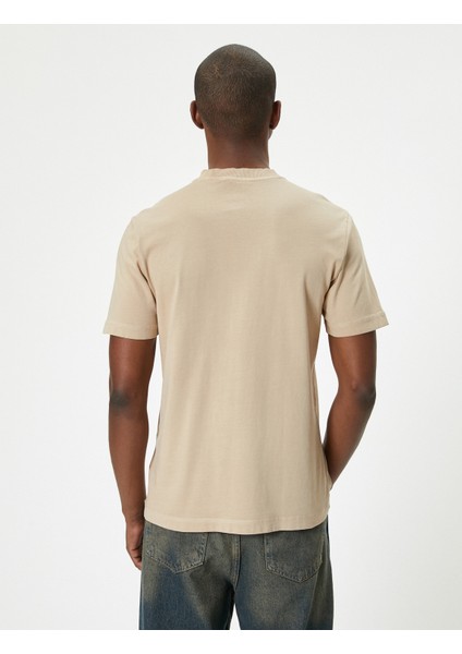 Slogan Baskılı Tişört Bisiklet Yaka Kısa Kollu Pamuklu fırsatları