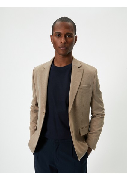 Blazer Ceket Slim Fit Düğmeli Cep Detaylı