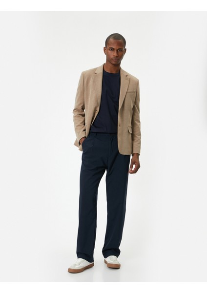 Blazer Ceket Slim Fit Düğmeli Cep Detaylı