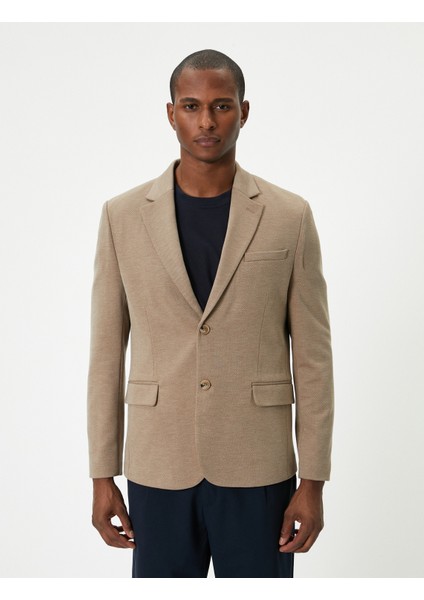 Blazer Ceket Slim Fit Düğmeli Cep Detaylı