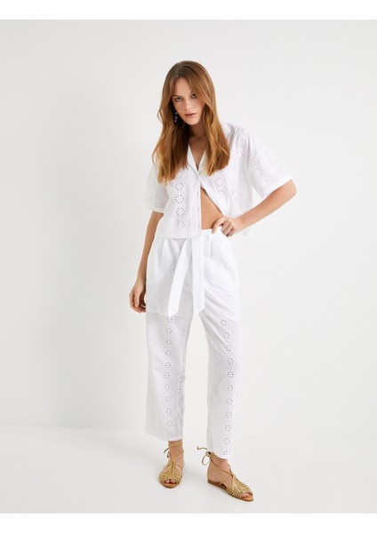 Fisto Pantolon Normal Bel Kuşaklı Düz Paça Pamuklu Cepli fiyatları