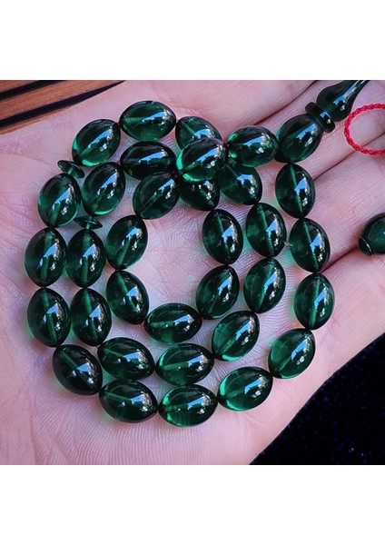 8X12 mm Petrol Yeşili Fatih Erbabacan Usta Işçilikli Zar Kehribar Tesbih modelleri