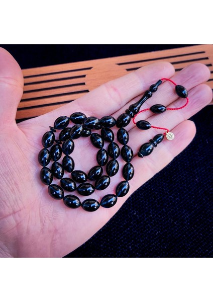 8X12 mm Lacivert Fatih Erbabacan Usta Işçilikli Zar Kehribar Tesbih fiyatları