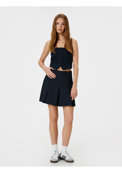 Ince Askılı Yelek Crop Düğmeli Asimetrik Kesim Slim Fit fiyatları