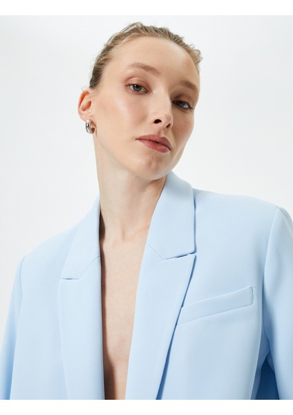 Blazer Ceket Tek Düğmeli Kapaklı Cepli Standart Kesim