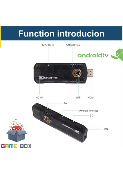 Yeni Versiyon 8k Ultra Hd Game Box+Android Tv 36500 Oyunlu 5g 64 GB Tv Game Stick Oyun Konsolu+2 Kol fiyatları