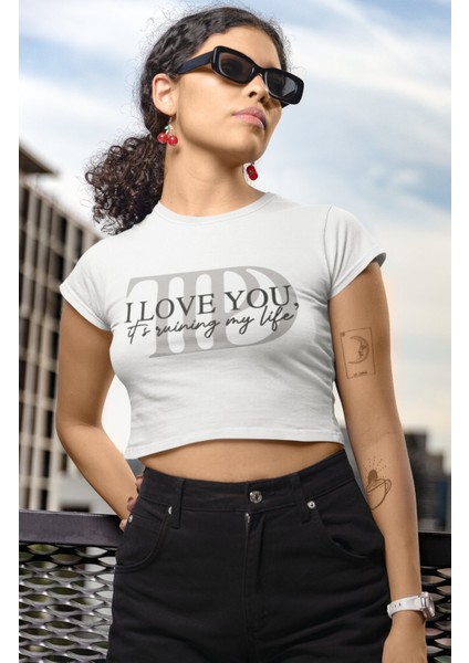 I Love You Ttpd Yazılı Crop Top, Kadın Taylor Swift The Tortured Poets Deparment Baskılı Crop Bluz modelleri