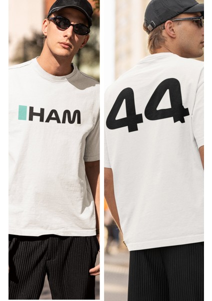 Unisex Oversize Lewis Hamilton 44 Yazılı Tshirt, Formula 1 Sırt Baskılı Tişört