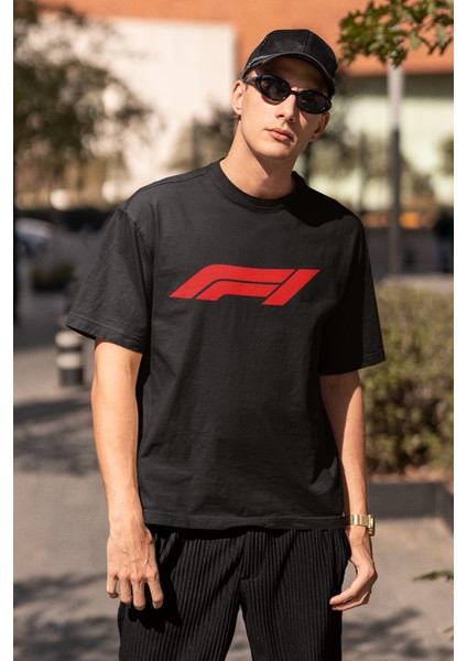 Unisex Oversize F1 Yazılı Tshirt, Formula 1 Baskılı Beyaz Tişört