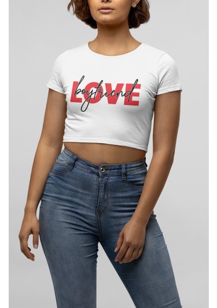 Love Boyfriend Yazılı Crop Top, Kadın Love Baskılı Crop Bluz fiyatları
