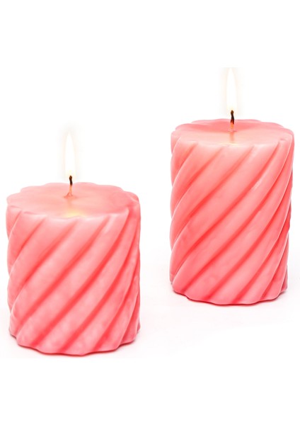 Pembe 2li Spiral Blok Mum Seti