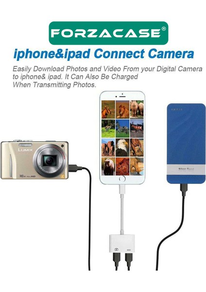 Lightning To Type C USB 3.0 iphone iPad Bağlantı Şarj ve Kamera Adaptörü - FC489