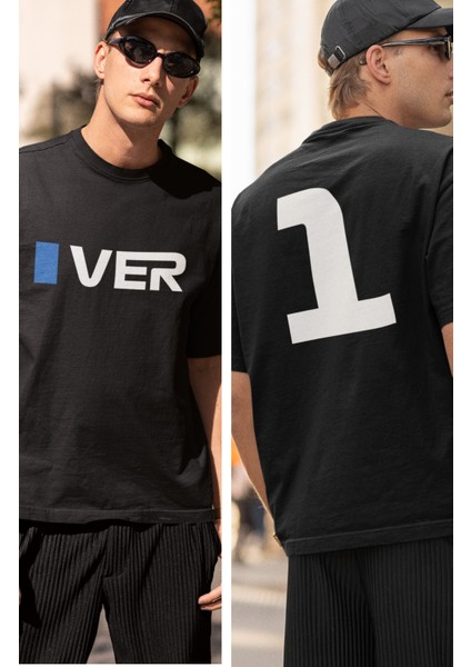 Unisex Oversize Max Verstappen Yazılı Tshirt, Formula 1 Sırt Baskılı Tişört