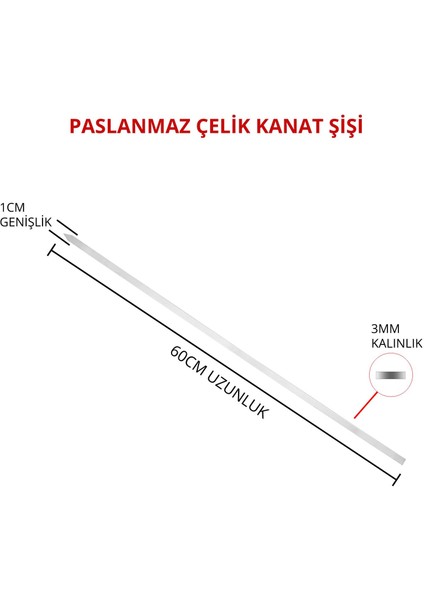 Genel Alba Paslanmaz Yassı Kanat Şişi 3'lü Paket 60 cm