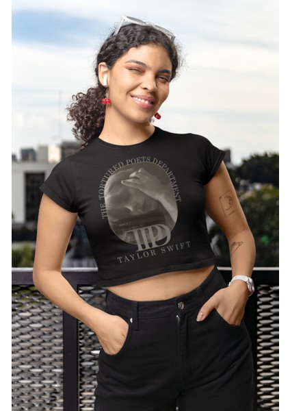 Taylor Swift Fotograflı Ttpd Baskılı Crop Top,kadın The Tortured Poets Department Baskılı Crop Bluz