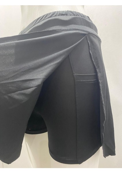 Siyah Dar Kalıp Yüksek Bel Içi Taytlı Spor Etek indirimleri