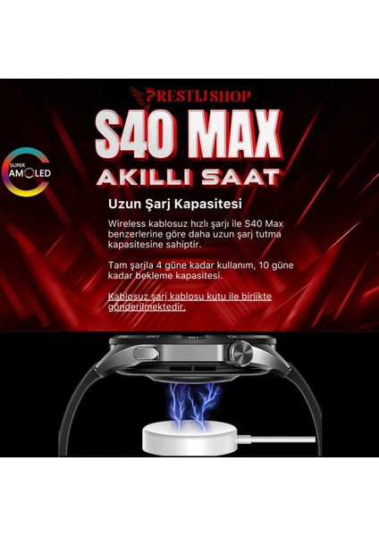S 40 Max Yüksek Çözünürlüklü Ekran ve Kapsamlı Sağlık Izlemeyle Donatılmış Akıllı Saat