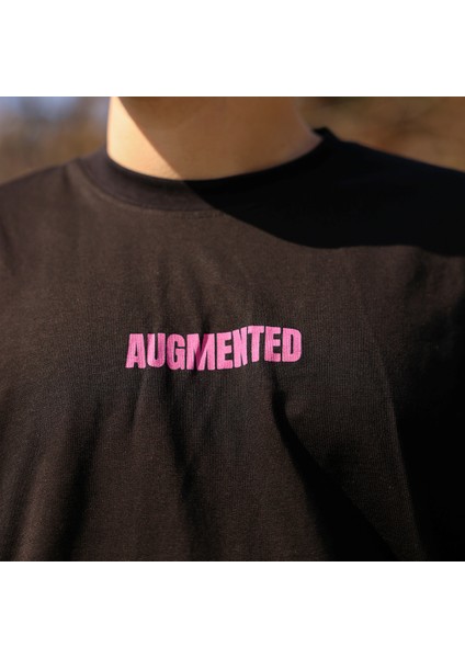 Siyah Augmented Bisiklet Yaka T-Shirt