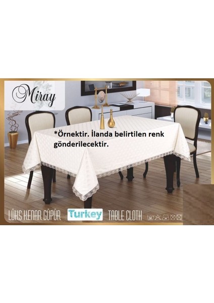 Fransız Güpürlü Kdk Dertsiz Masa Örtüsü (155X215)-GRI