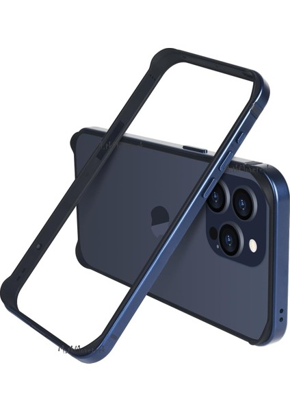 M.tk moveteck Iphone 14 Pro Max Kılıf Metal Görünümlü Silikon Çerceveli Bumper Kılıf Köşe Korumalı Çıkıntılı Mika