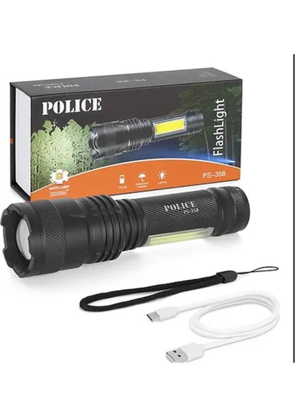 Polıce PS-358  Zoom  Gövdede Işık Şarjlı LED El Feneri