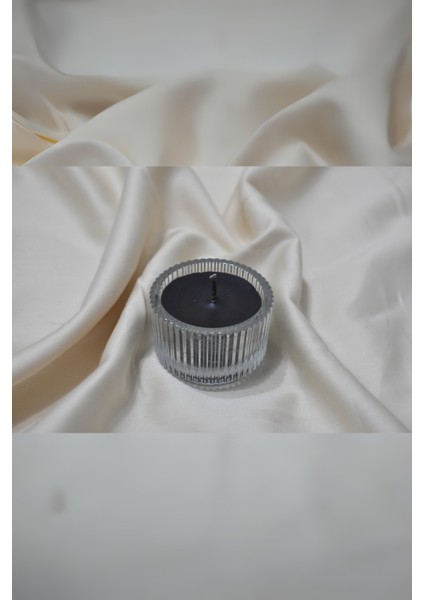 Büyük Cam Tealight Mum Kokusuz Siyah Renkli-%100 Doğal Soya Wax