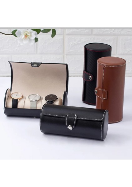 Taşınabilir Deri 3 Yuvalı Saat Çantası fiyatları