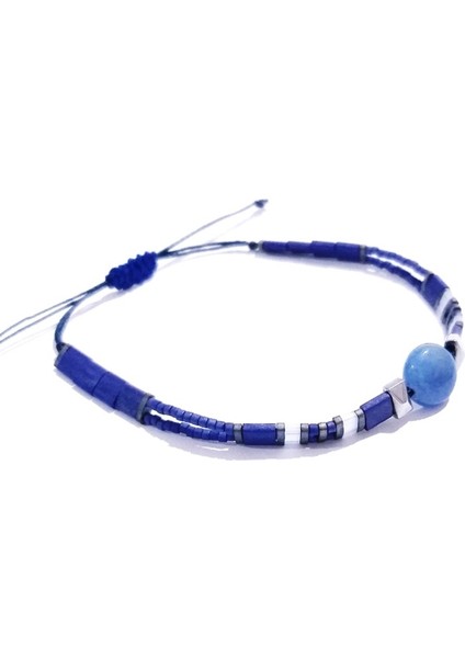 Mavi Aventurin ve Hematit Doğaltaşlı Unisex Tila Bileklik fiyatları