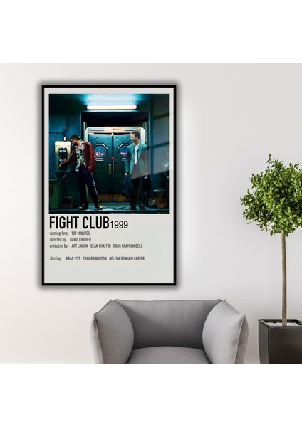 Metal Çerçeveli Temperli Cam Tablo Film Afişi Fight Club 1999
