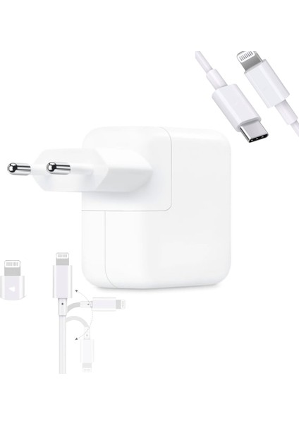 Yeni Nesil Yeni Model Çift Typc-E Çıkışlı Iphone Uyumlu Şarj Cihazı 35 W