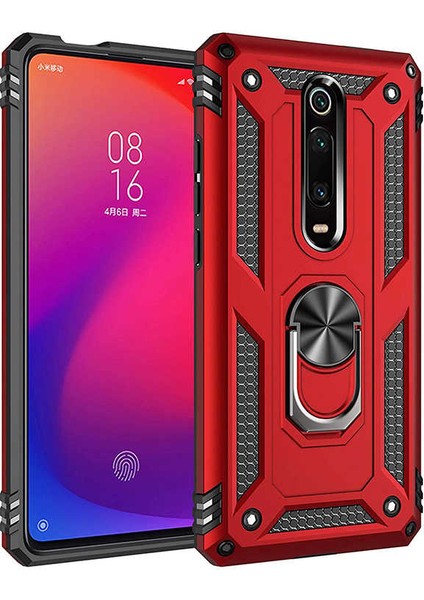 Xiaomi Mi 9t Kılıf Yatay ve Dikey Kullanıma Özel Zırh Özelliki Yüzüklü Telefon Kılıfı