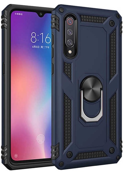 Xiaomi Mi 9 Kılıf Yatay ve Dikey Kullanıma Özel Zırh Özelliki Yüzüklü Telefon Kılıfı