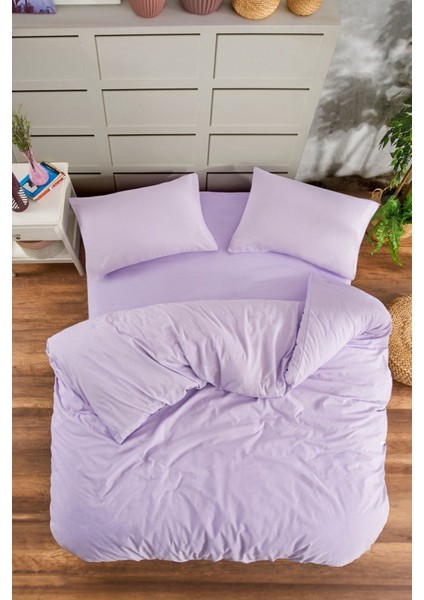 Çarşafı Lastikli Çift Kişilik Düz Renk Nevresim Takımı