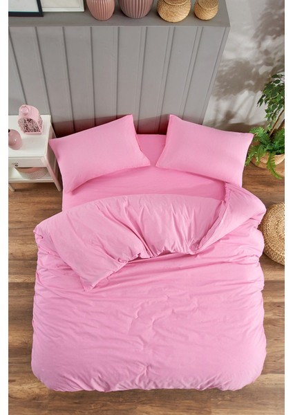 Çarşafı Lastikli Çift Kişilik Düz Renk Nevresim Takımı