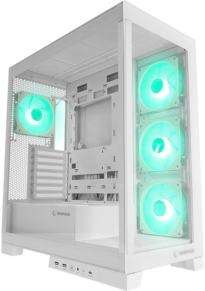 Hydra V2 Whıte Type-C+Usb3.0 Temperli 4*argb Infinity Fan+Hub E-Atx Exclusive Gaming Kasa