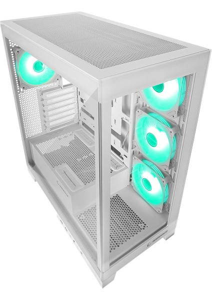 Hydra V2 Whıte Type-C+Usb3.0 Temperli 4*argb Infinity Fan+Hub E-Atx Exclusive Gaming Kasa