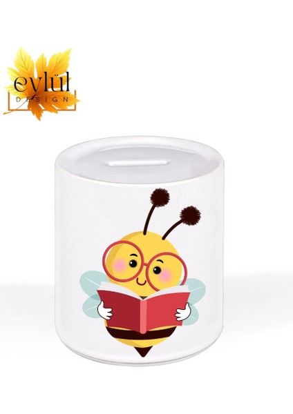 Sevimli Arı Özel Tasarım Baskılı Seramik Kumbara Açılabilir Kumbara