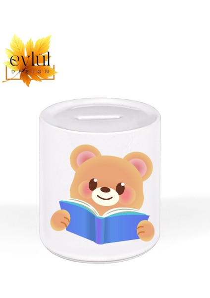 Sevimli Ayıcık Özel Tasarım Baskılı Seramik Kumbara Açılabilir Kumbara