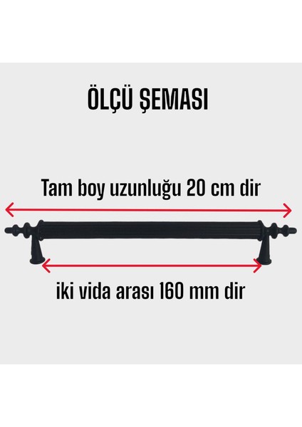 12 Adet Erciyes Kulp Siyah 160 mm Kulp Mobilya Mutfak Dolabı Çekmece Dolap Kapak Kulpu Kulbu Metal Kulpları