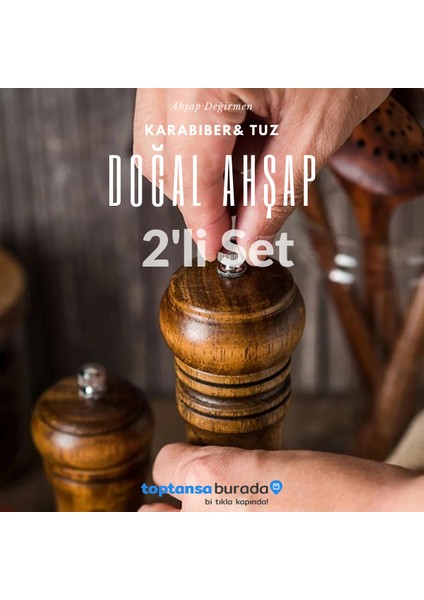 Premium Kalite 2li 22CM Tabaklı Doğal Ahşap Değirmen Baharat Öğütücü Karabiber Tuz Kahve fiyatları