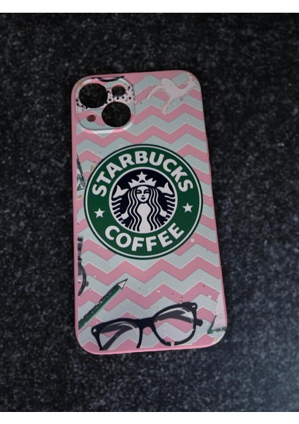 Iphone 13 Starbucks Baskılı Pembe Renk Silikon Telefon Kılıfı