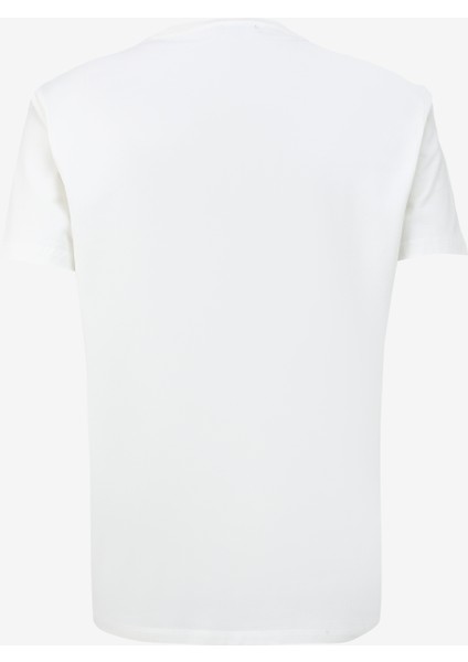 Beyaz Erkek Bisiklet Yaka Basic Baskılı T-Shirt D4SM-TST3311
